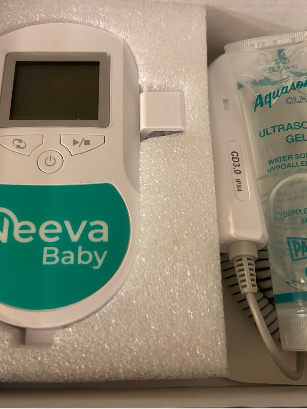White & Teal Portable Doppler - Baby Heartbeat Monitor